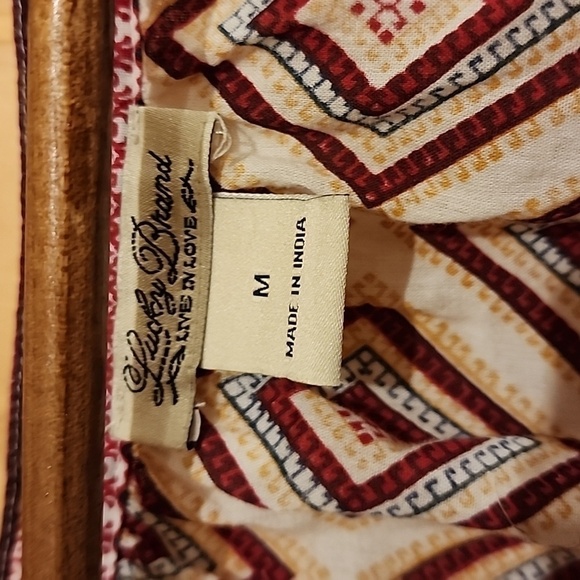 Lucky Brand light weight cotton top medium 3/4 sleeve diamond print - Picture 2 of 5